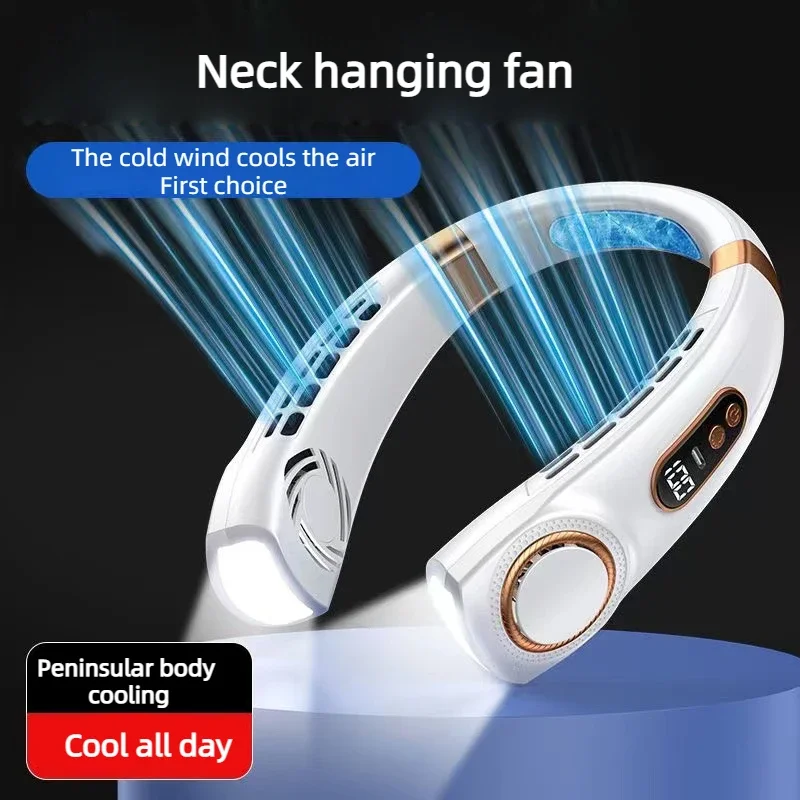 JKUOO Neck Fan Rechargeable, Personal Portable Fan Battery Operated, Hands Free Wearable USB Neck Cooling Fan for Indoor Outdoo