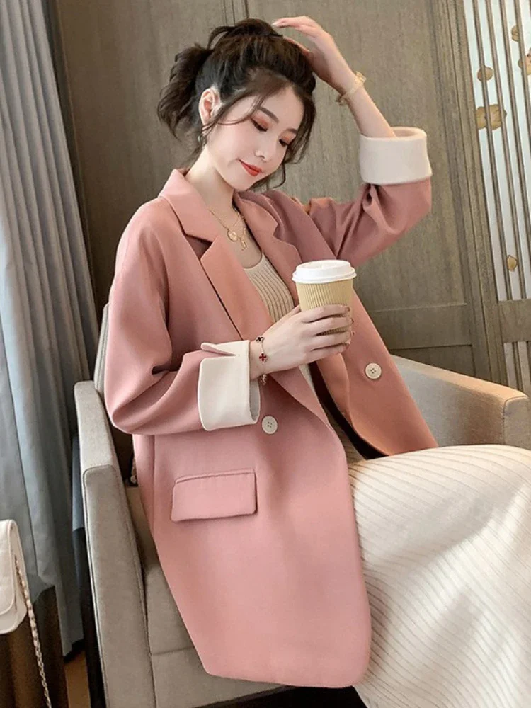 

Women Clothing Suit Jacket High-end Spring Winter Outfit Loose Outwears Commuting Style Solid Color Western-style Female Clothes