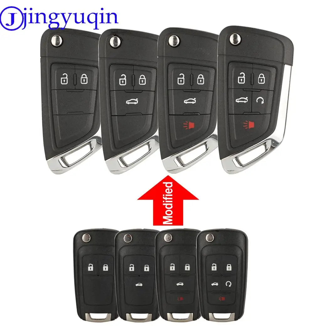 

jingyuqin 10PS Modified Folding Remote Car Key Shell For Chevrolet Cruze Epica Lova Camaro Impala 2/3/4/5 Button HU100 Blade