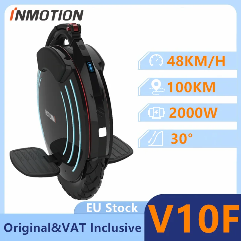 INMOTION V10F Unicycle EU Stock 84V 960Wh Battery 2000W Motor 40KM/H Speed 100KM Range Original V10F EUC Self Balance E-wheel