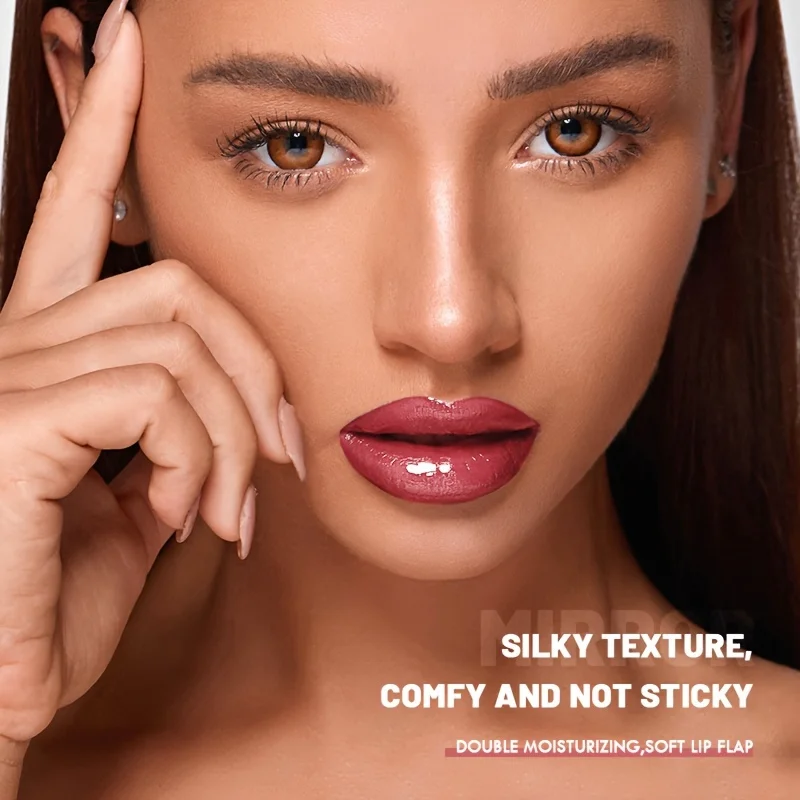 أحمر شفاه سائل لامع بـ 8 ألوان، ملمع شفاه ناعم لامع بالألماس، ملمع شفاه عالي الصبغة مقاوم للماء يدوم طويلاً، هدايا للفتيات