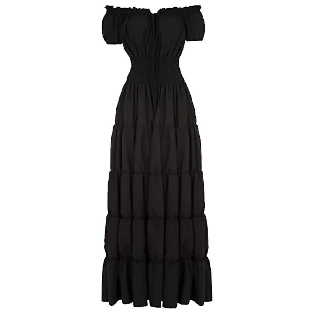 Vestido victoriano irlandés para mujer, traje Sexy de renacimiento Medieval con hombros descubiertos, vestido Retro de moza pirata, vestido largo con cintura ahumada