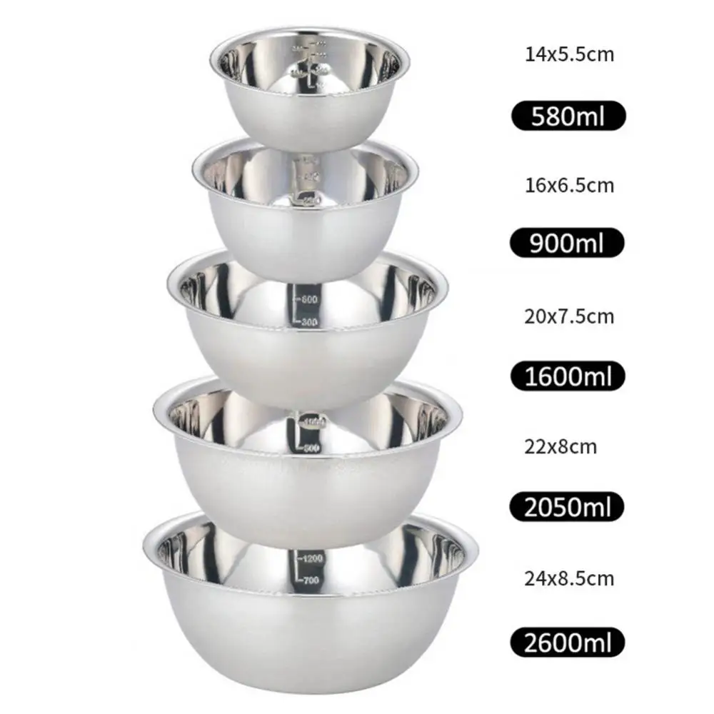 Storage Mixing Bowls Stainless Steel 5Pcs Nesting Kitchen Salad Food Container