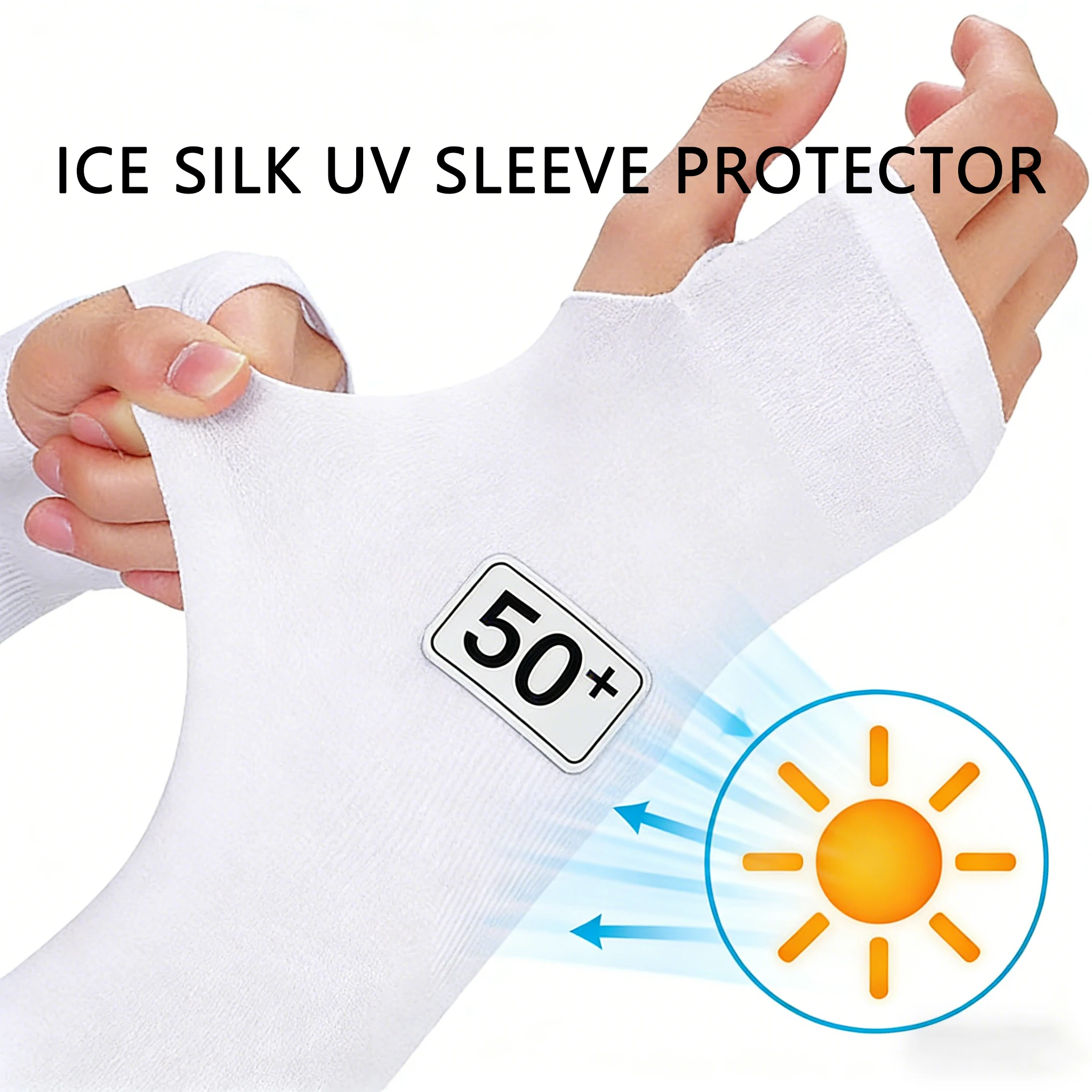 

1 пара летних рукавов из ледяного шелка, солнцезащитные перчатки с УФ-защитой и половиной пальца, охлаждающий солнцезащитный чехол для рук для вождения на открытом воздухе