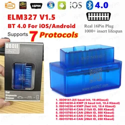 7 Protocols ELM327 V1.5 Bluetooth OBD2 Scanner ELM 327 V1.5 Work On Android IOS Car Diagnostic Tool OBD II Code Reader