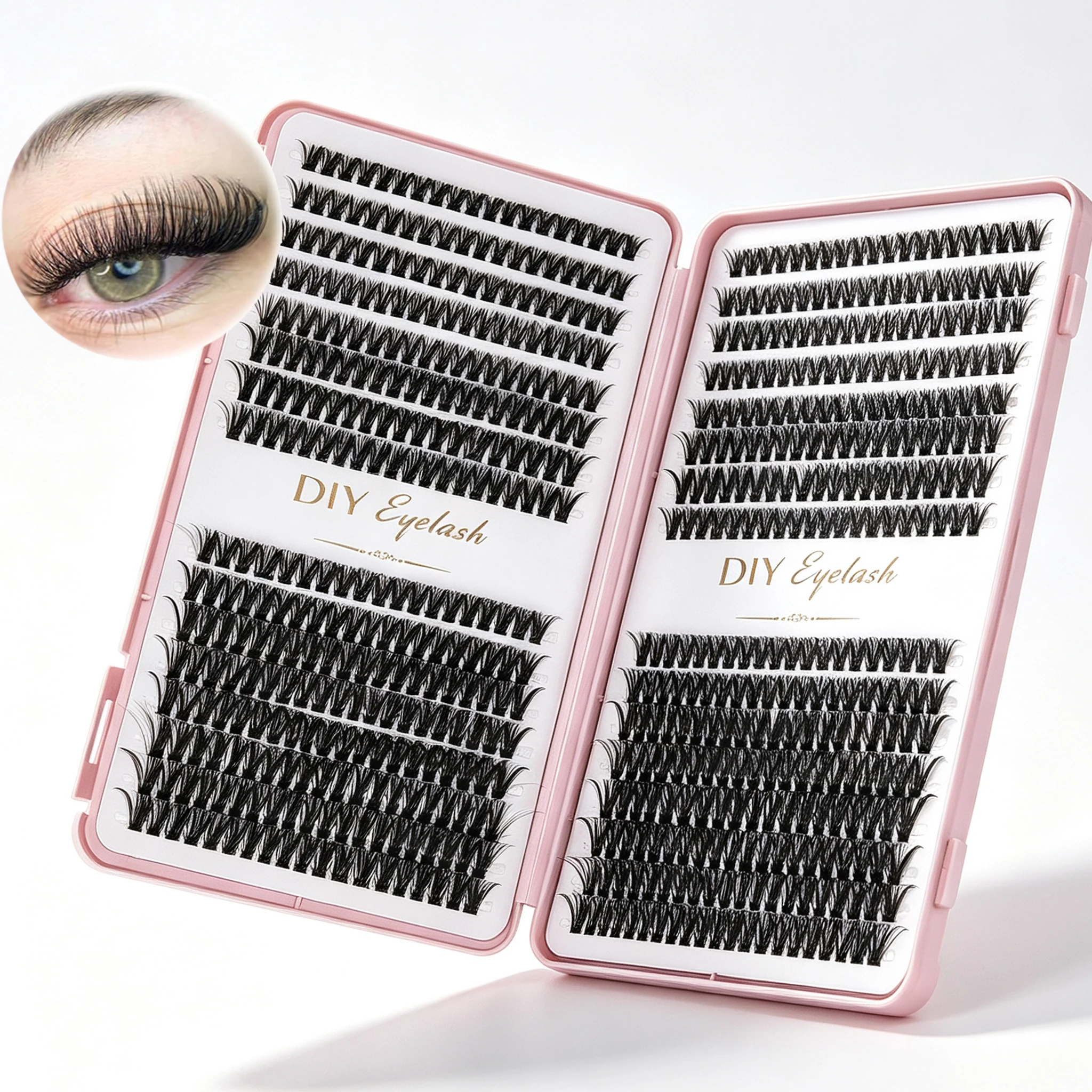 Wimpernbüschel Katzenwimpern Flauschige Einzelwimpernverlängerungen Voluminöse Flauschige Büschelwimpern DIY-Wimpern Make-up für Partys – Detail 3
