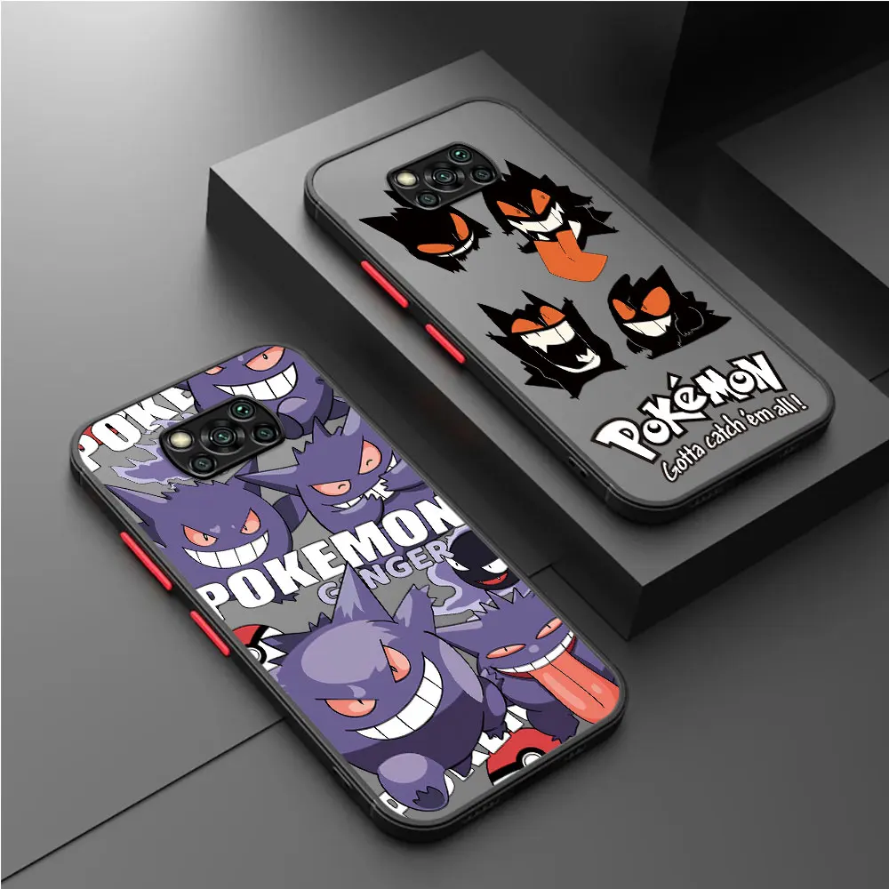 Pokemon Gengar Anime Case For Xiaoimi Poco X3 NFC 11T Pro 11 Lite X5 X4 12 13 9T 12X F3 M5 C40 C50 C51 Funda Back Phone Cover