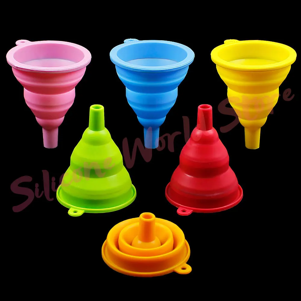 Silicone World Foldable Silicone Funnel Telescopic Mini Pouring Oil Funnel Kitchen Tools Portable Car Engine Oil Change Funnel