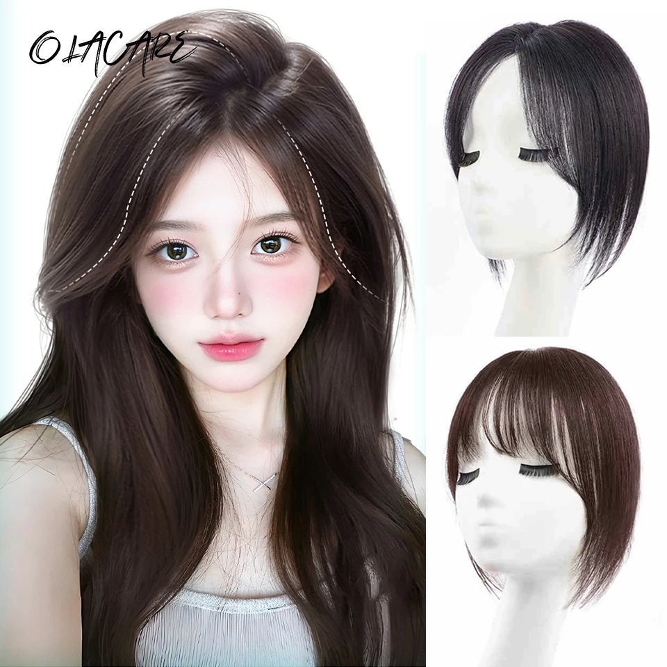 

OLACARE Mid Split Fake Bangs Natural 3D French Bangs Wigs Hair Patches And Women's Fake Flowing Bangs