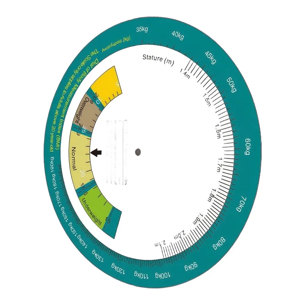 BMI For Dial Turntable Chart Paper for Body Mass Index Reference and Weight Class Estimation 15 cm 6 inch Wall Mount