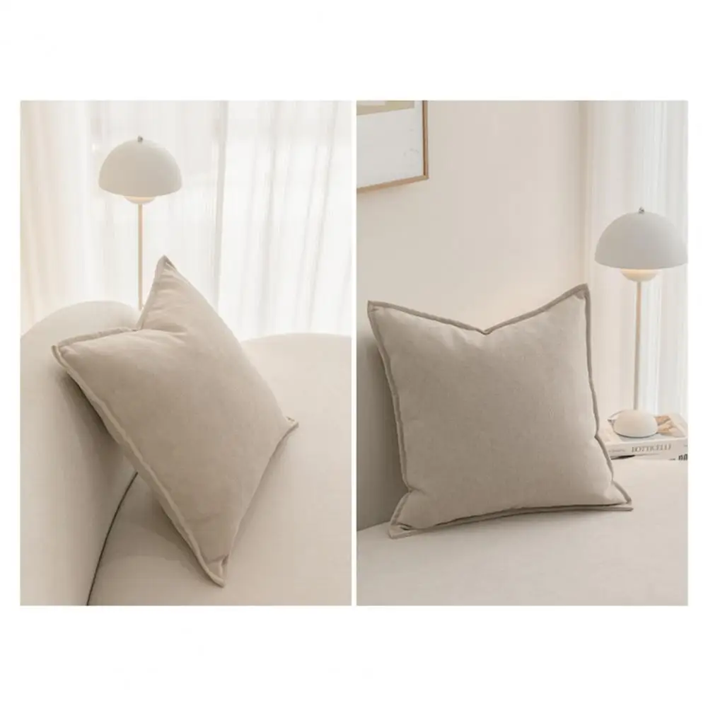 Throw Pillow Cover Herringbone Edge Throw Pillowcase with Hidden Zipper Square Shape for Bedroom Room Sofa Decoration 3 Sizes