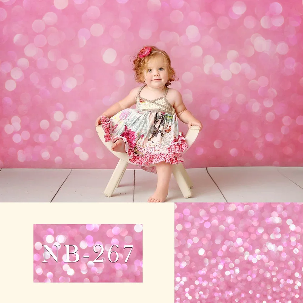 Pink Glitter Bokeh Backdrops for Newborn Portrait Purple Background with Sparkle Abstract Shine Sliver Background