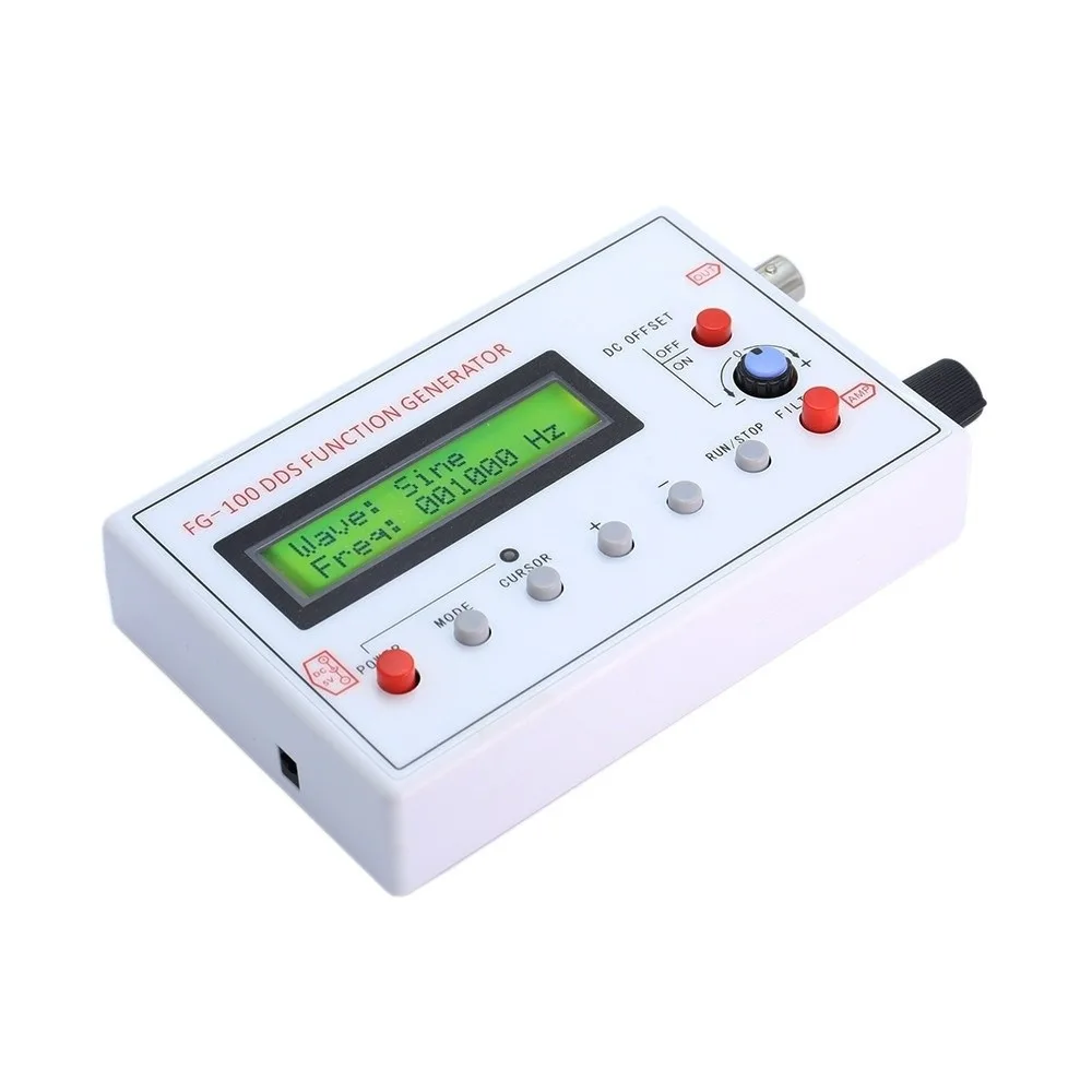 Compact DDS Function Signal Generator Portable 1Hz-500kHz Frequency Range Arbitrary Waveform Generator AC/DC Powered for FG-100