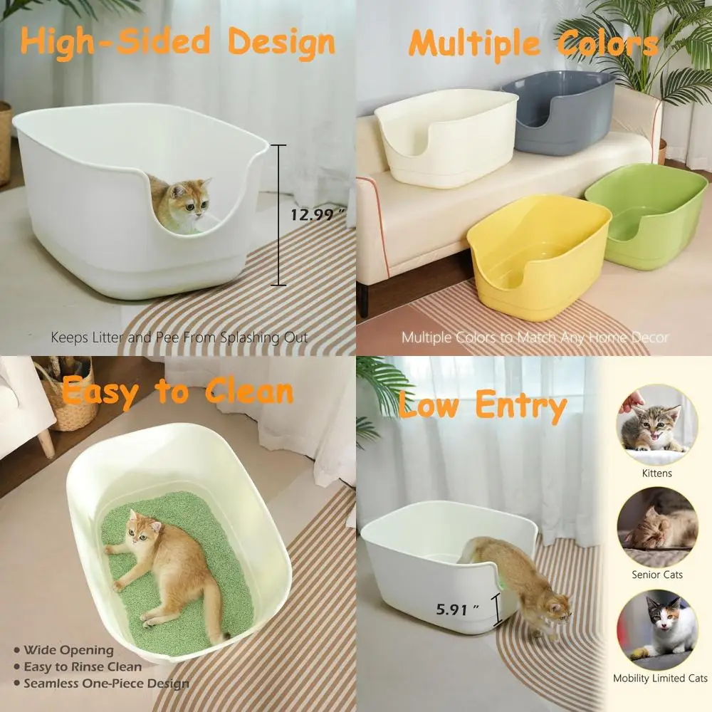 

Jumbo XL Litter Box with High Sides, 24.2 x 16.3 x 12.9 for Multi-Cat Households, Large Cats, Anti-Splash, Easy Clean (White)