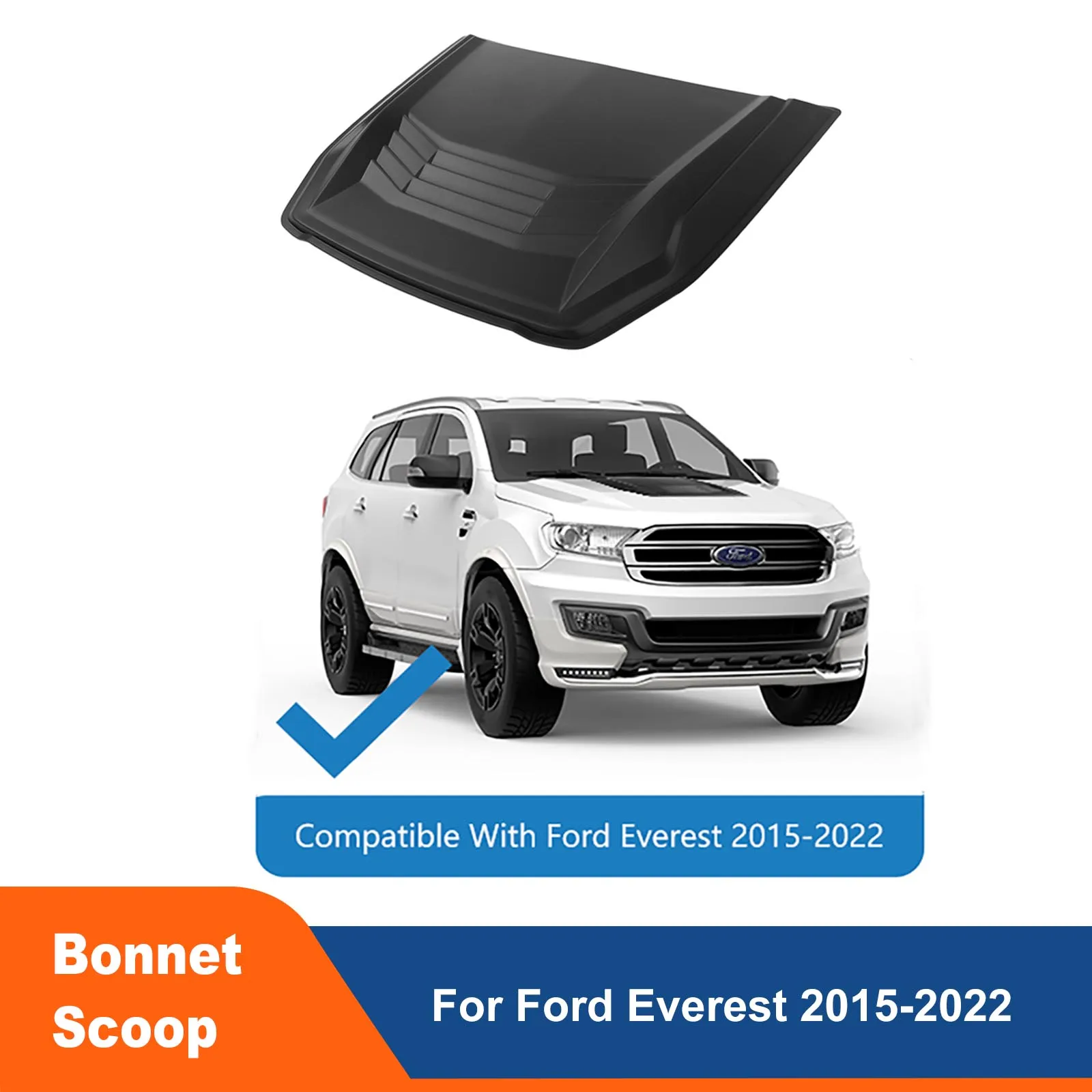 

Matte Black Front Hood Bonnet Scoop Trim Cover For Ford Everest 2015-2022 Car Accessories