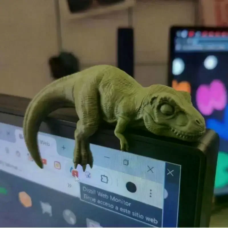 Sleeping T-Rex Monitor Topper Figurines 3D Printed Mini Lazy Dinosaur Ornaments For Desk/Monitor/Shelf Cute Jurassic Dino Decor