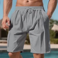 Men Light Blue Quick Dry Beach Shorts Elastic Drawstring Waist Loose Fit Knee Length Swim Trunks Lightweight Breathable Casual Vacation Board Shorts With Side Pockets 3