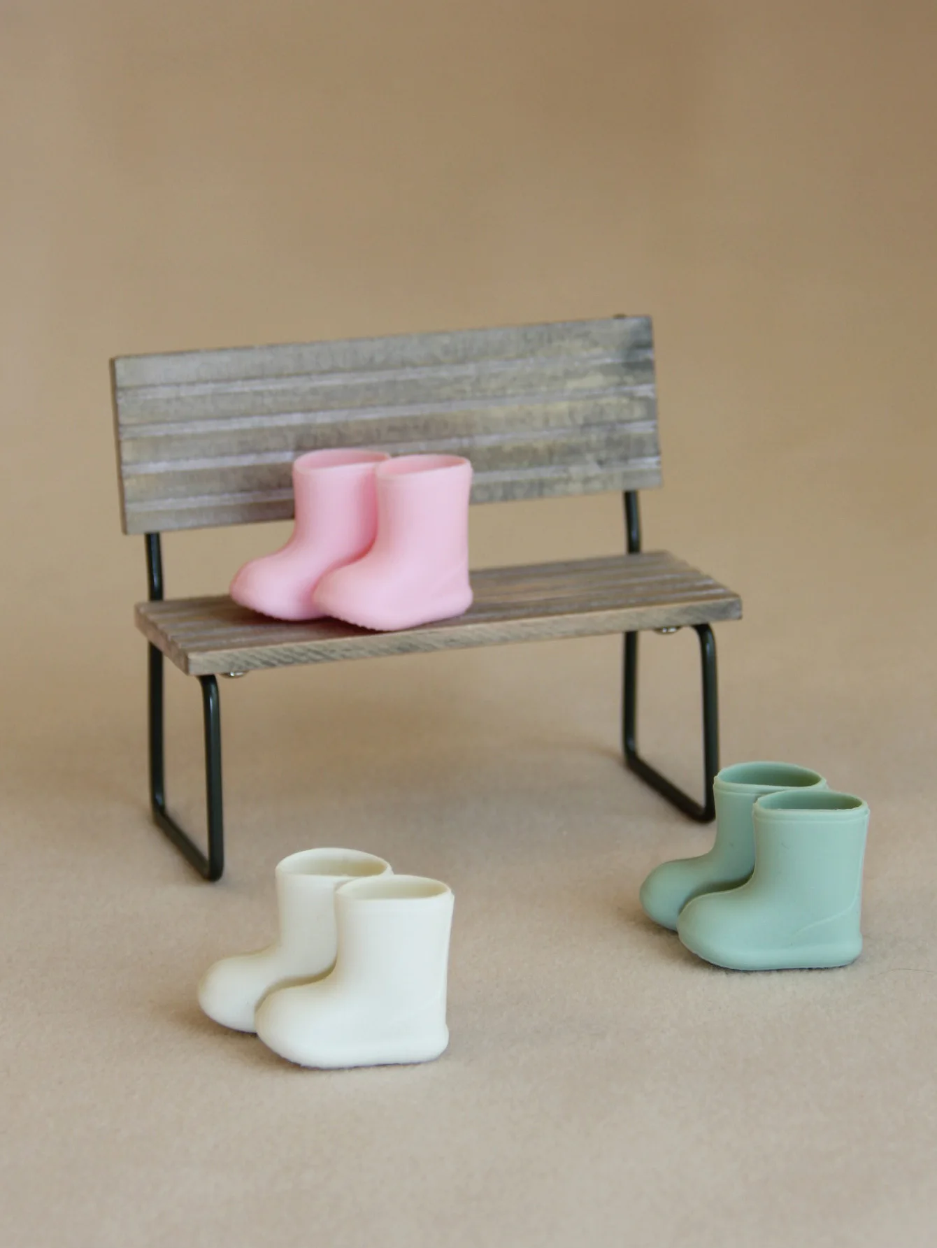 1:12 Miniature Realistic Silicone Rain Boots Suitable for Mini House Decoration