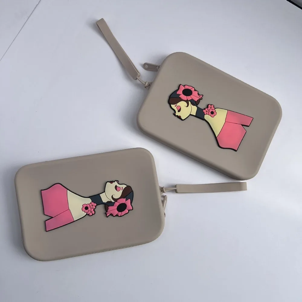 

Portable Cartoon Silicone Storage Bag Square Waterproof Lipstick Cosmetic Bag Large Capacity Reusable Coin Purse Women
