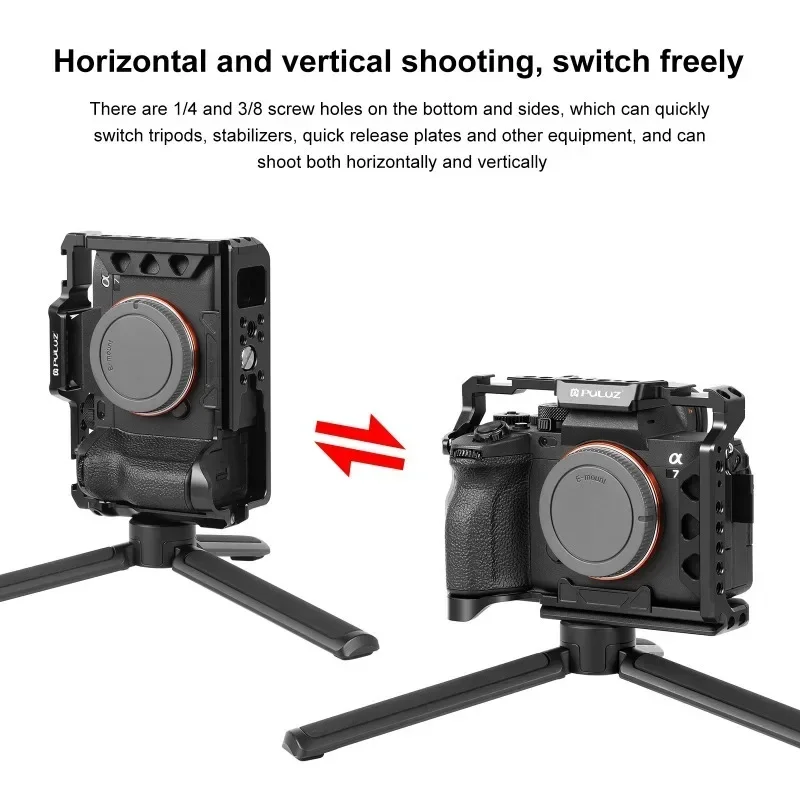 Metal Cage Stabilizer Rig for Sony A7M4 / A7R3 Camera Cage Support connect Tripod Mic Light image 6