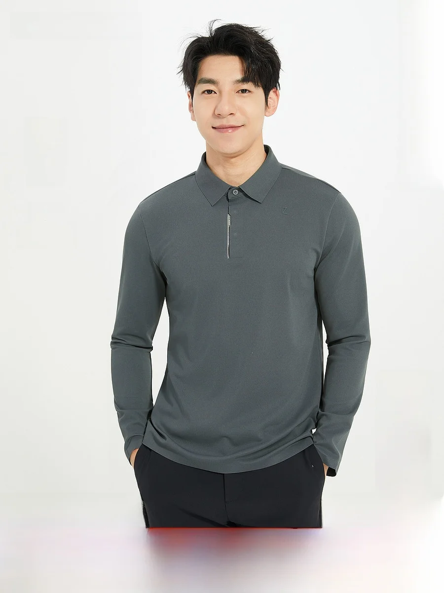 Lilanz Slim Fit Pure Color  Shirt Men's Casual Fashion Urban Style Antibacterial Long Sleeve T-Shirt for Commuting