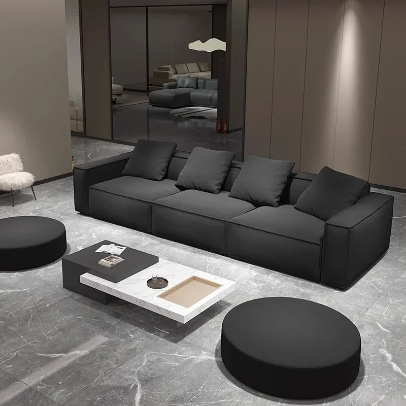 Italian minimalist small apartment living room straight row module matte cloth tofu block fabric sofa