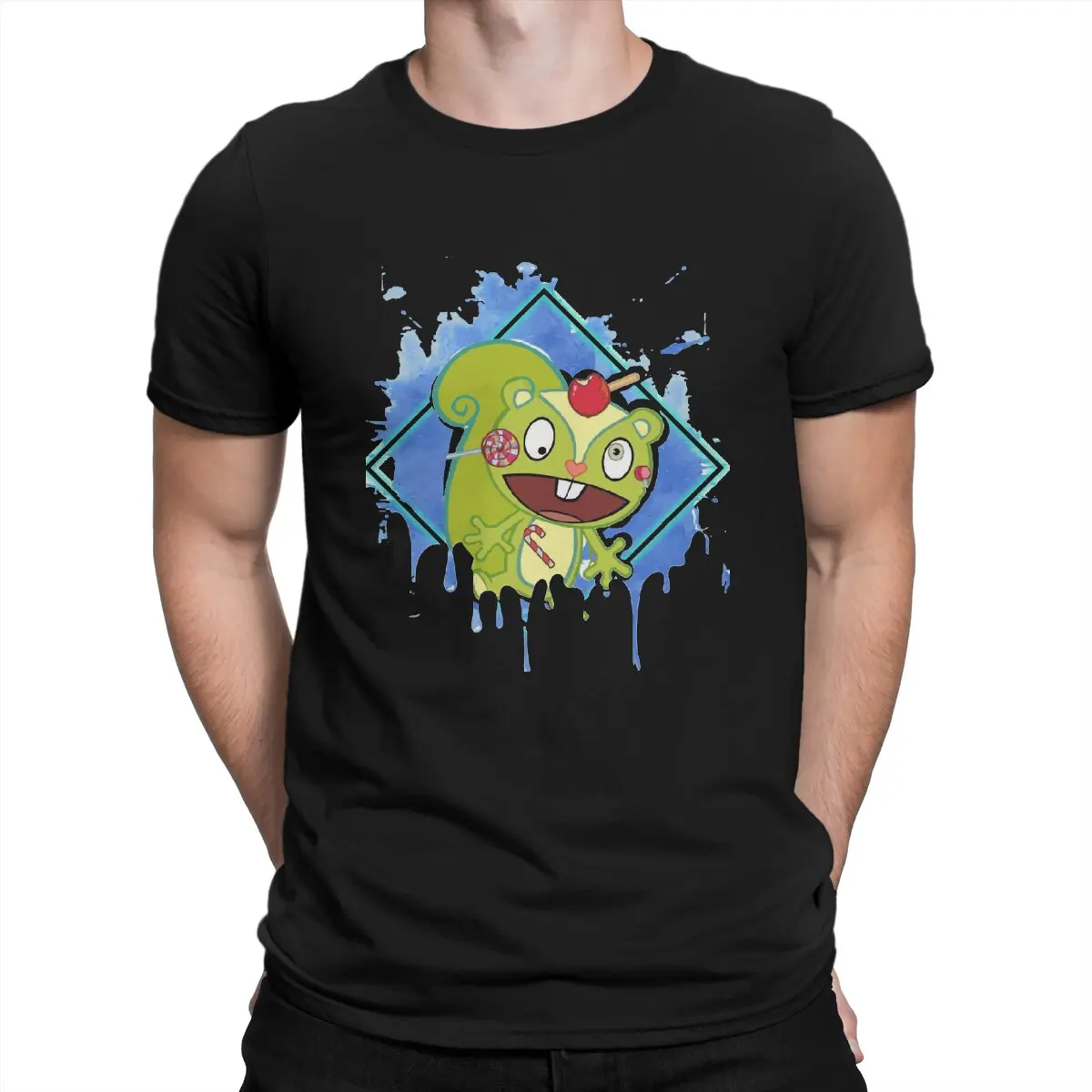 Men's T-Shirts Nutty Fitting for Fans Magically Unique Cotton Tee Shirt Short Sleeve Happy Tree Friends Cuddles Giggles Anime