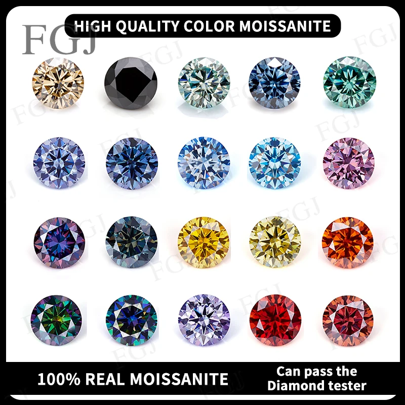 

Top Quality Moissanite Diamond Round Cut 20PCS Per Lot VVS1 GRA Certificate Royal Blue Pink Color Gemstone Jewelry Making Beads