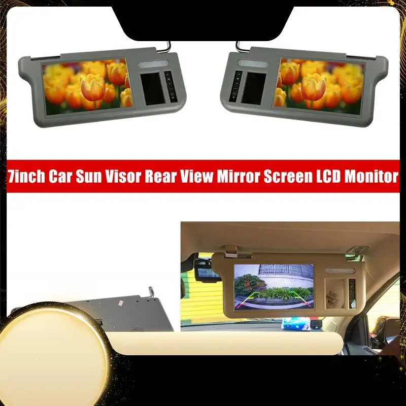 

7Inch Gray Car Right Sun Visor Rear View Mirror Screen LCD Monitor 2 Channel Video Replacement Parts Accessories-A74F