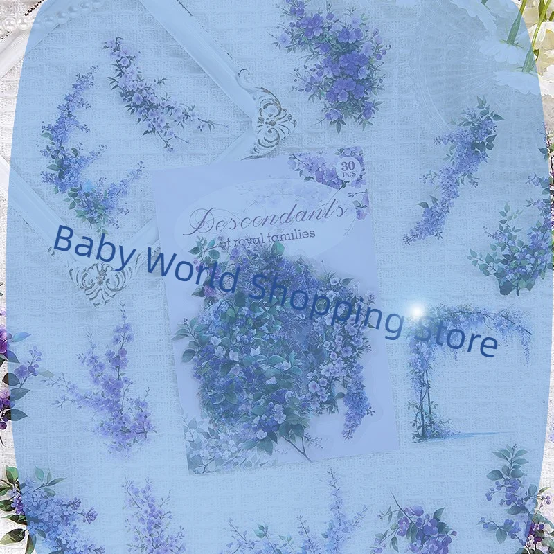 30 sztuk/zestaw Wodoodporne Naklejki w Stylu Vintage z Motywem Roślin i Kwiatów PET do Rękodzieła DIY, Albumów ze Zdjęciami i Dekoracji