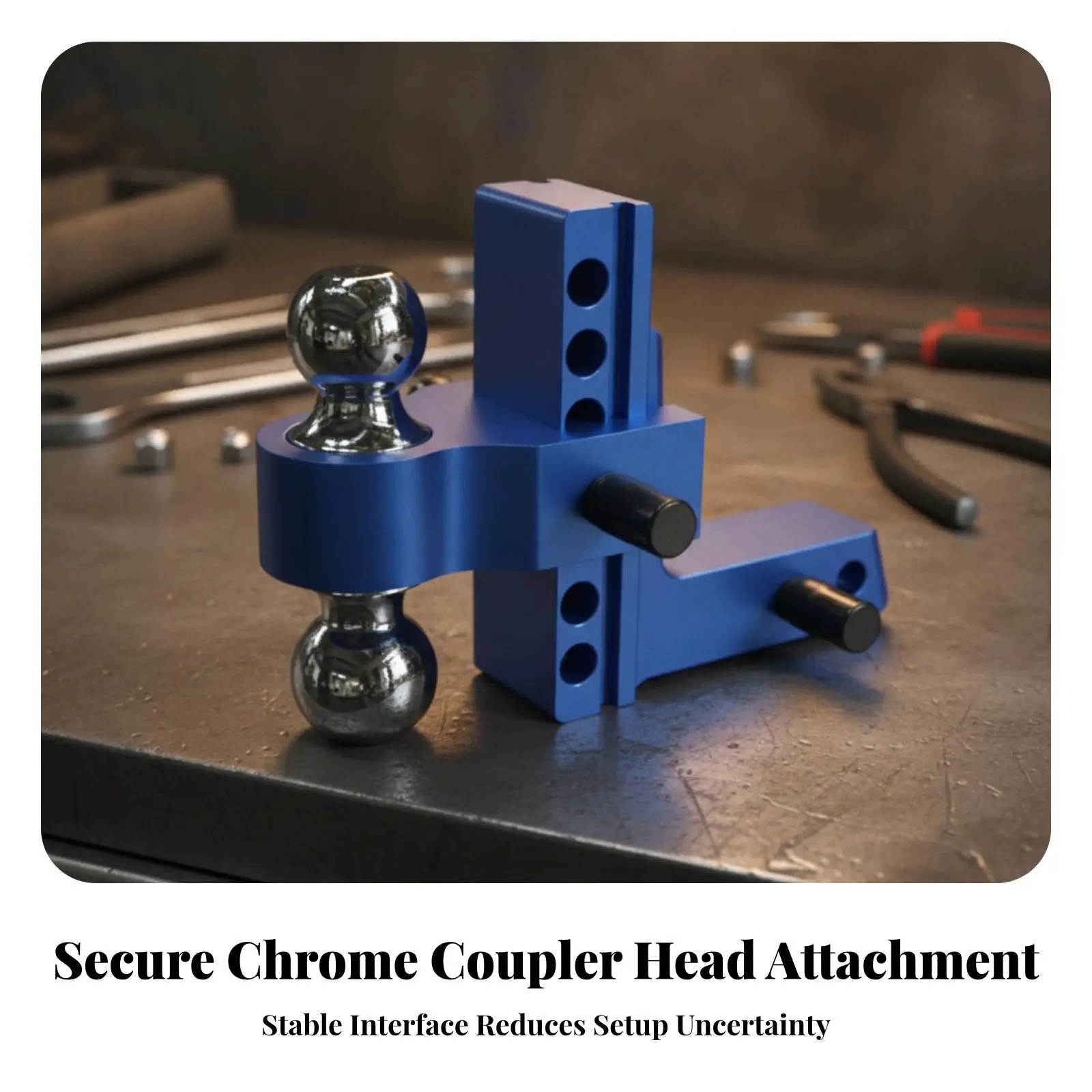 Adjustable Trailer Hitch Arm Aluminum Alloy Tow Bar with Chrome Ball Head for Secure RV Boat Cargo Connection