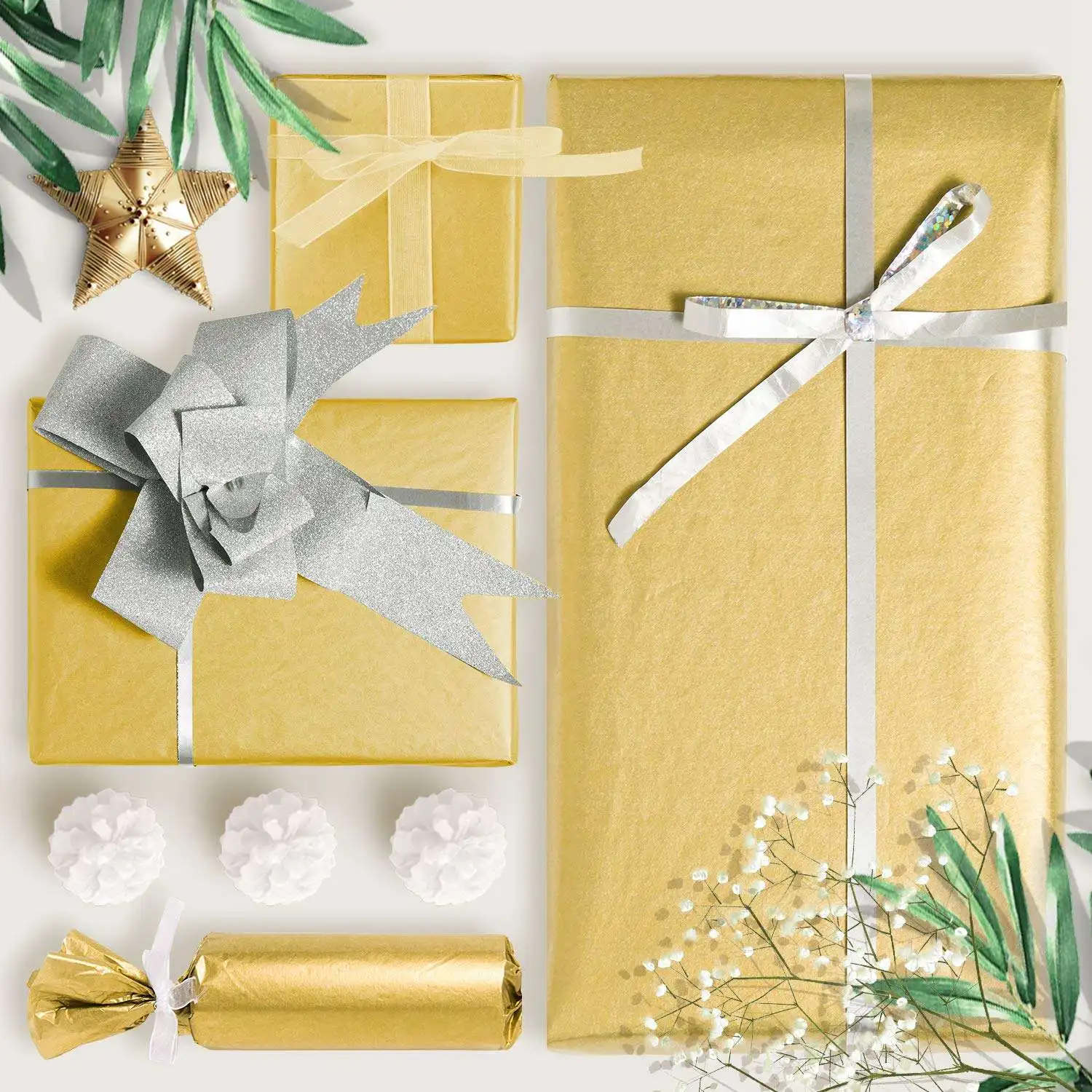 Trending Gold Tissue Paper, 100 Sheets Metallic for Birthday ,Anniversary Valentine'S Day Decoration