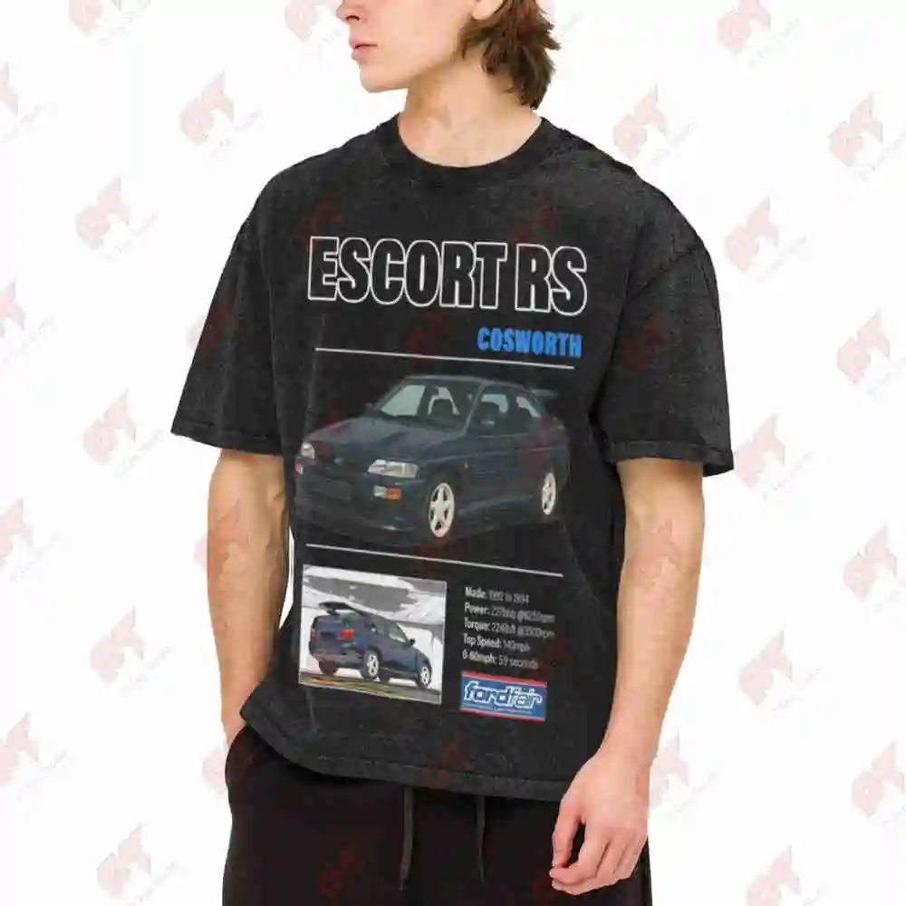 Escort RS Cosworth Vintage Washed Tee Pure Cotton T-Shirt
