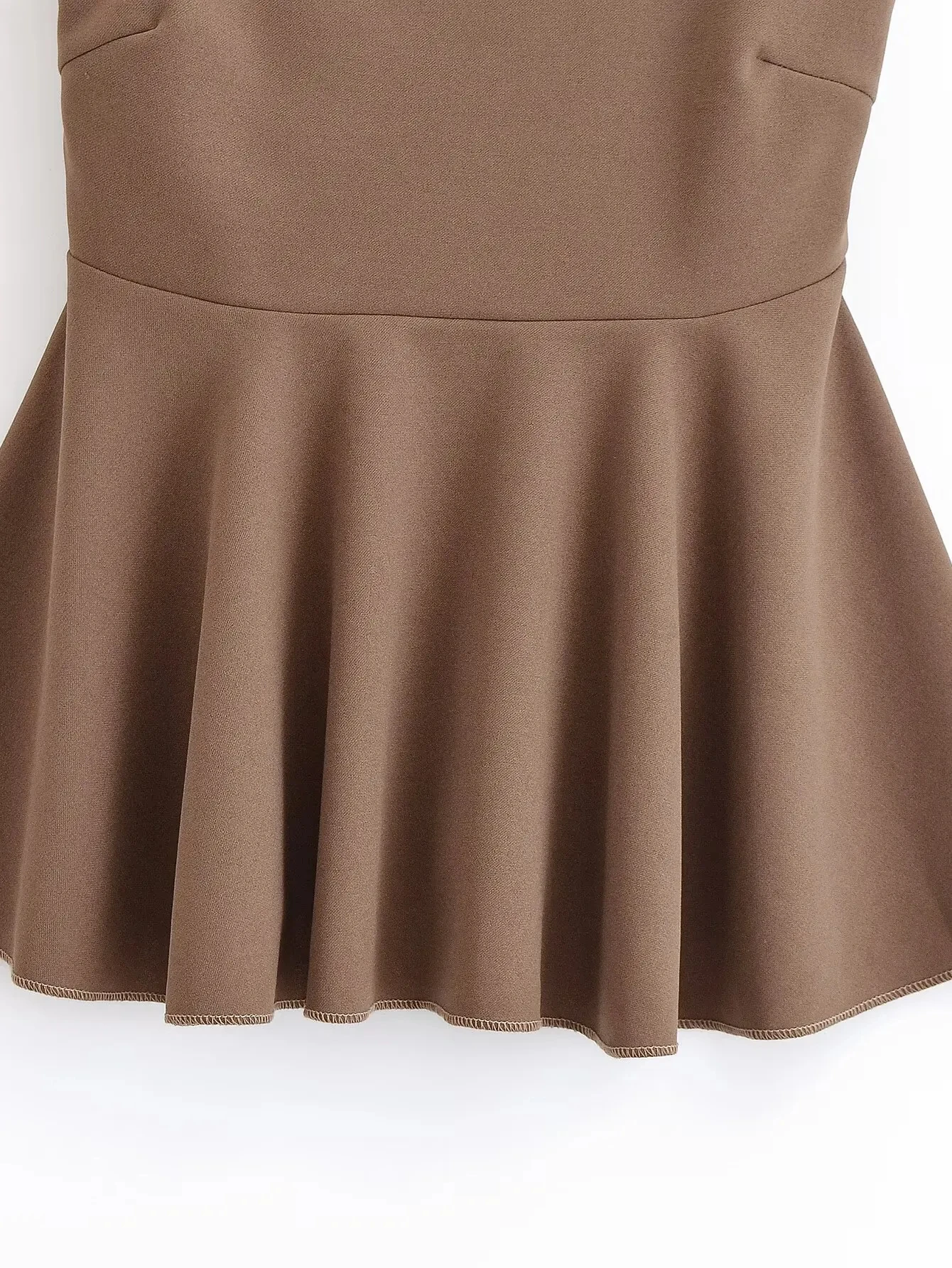 HH verão na moda terno marrom para mulheres sem mangas plissado costas com zíper tubo top + linha A assimétrica saia midi conjunto elegante