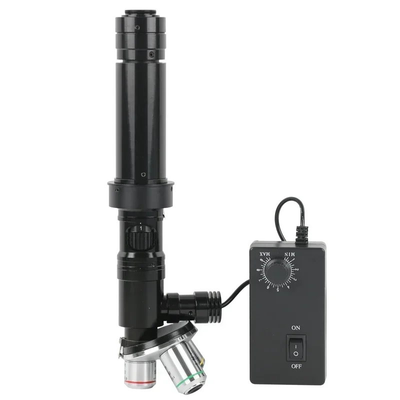 Lente de luz coaxial com zoom 400x 1000x 2000x, microscópio 5x 10x 20x, lente objetiva acromática, luz coaxial para câmera de vídeo industrial