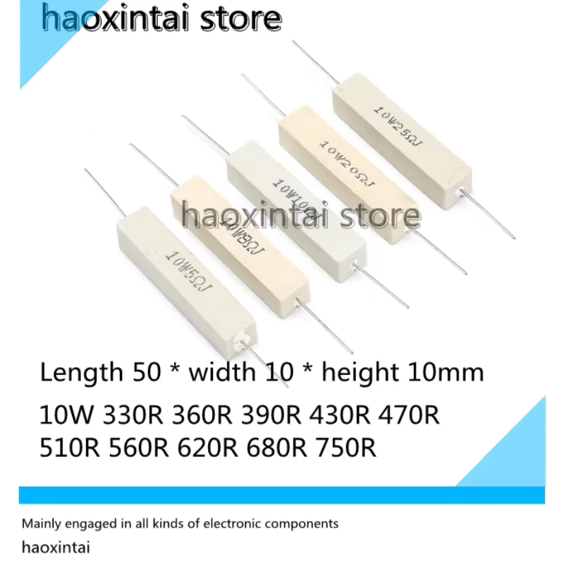 10 шт., 10 Вт, сопротивление керамического цемента 330R 360R 390R 430R 470R 510R 560R 620R 680R 750R