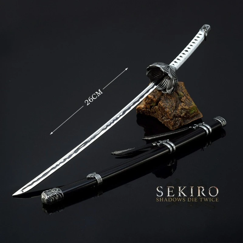 26 ซม./10.23in Sekiro Wolf katana มีดโลหะอาวุธ props เกมอุปกรณ์ต่อพ่วง MINI ญี่ปุ่น Katanas รุ่นเครื่องประดับของเล่นเด็กของขวัญ