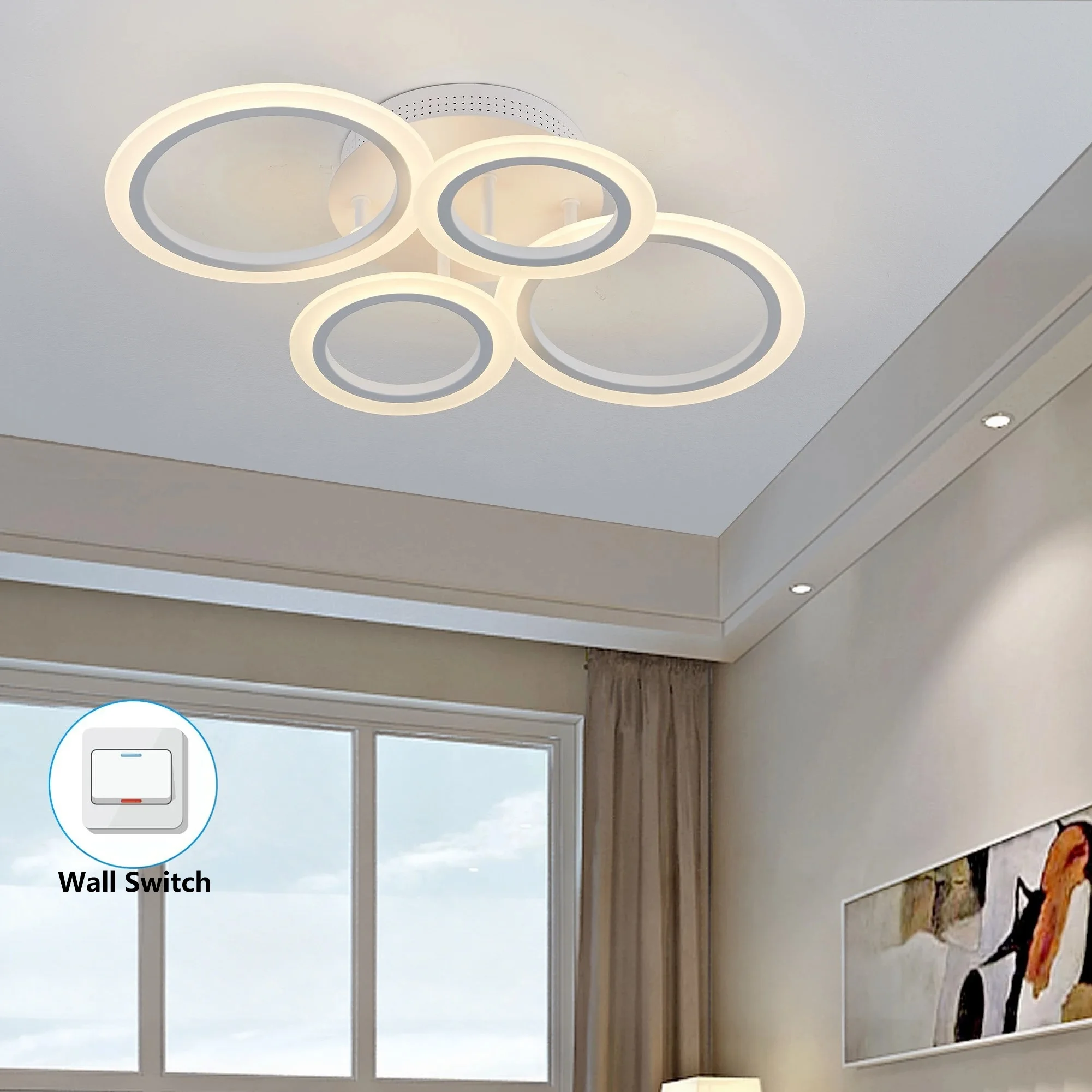 Minimalist Chandelier Ceiling Lights Modern Glossy Three-color Light Ring Acrylic Ceiling Lamp Home Showroom Bedroom Lamps