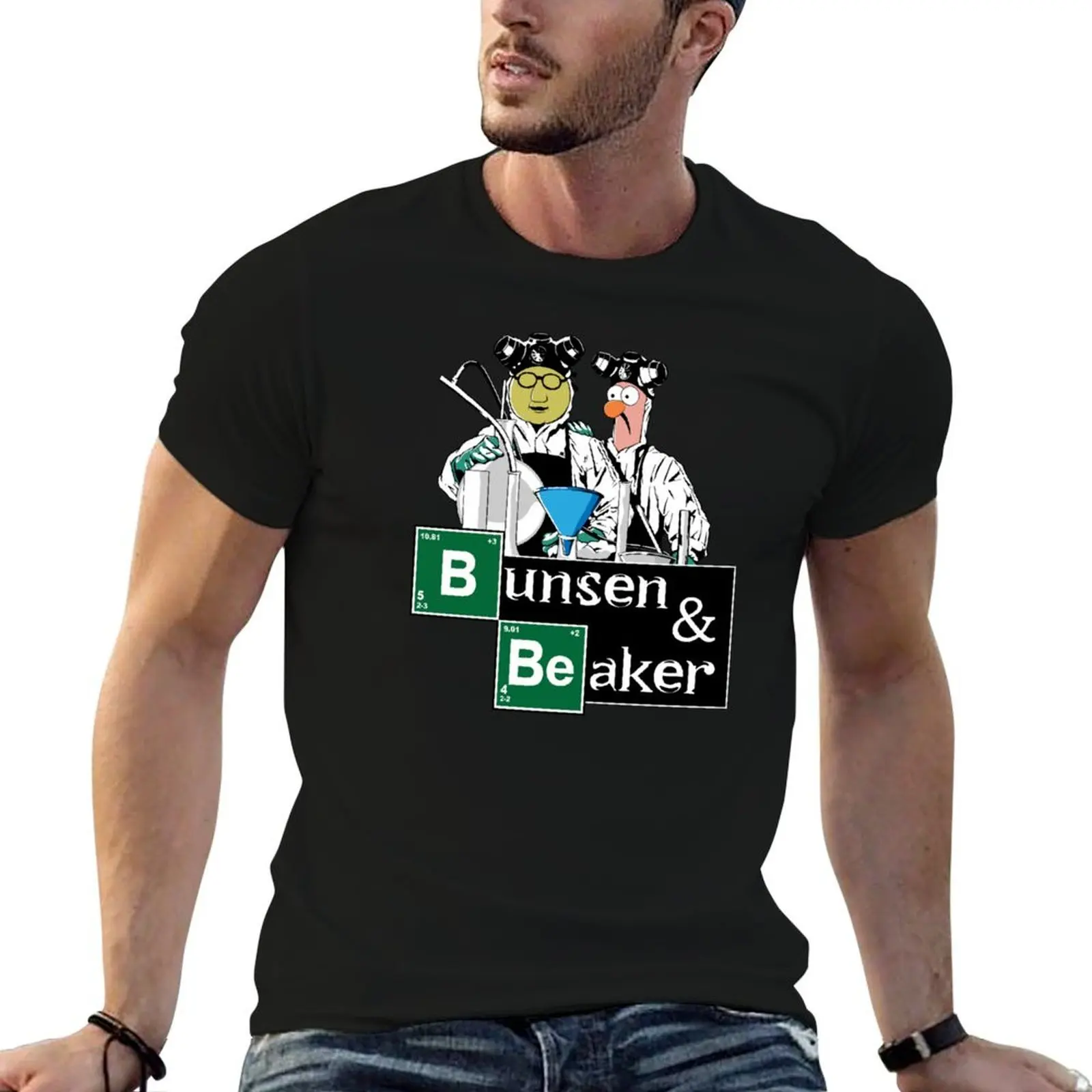 تي شيرت Bunsen & Beaker تي شيرت للرجال حزمة تي شيرت قطن أبيض للرجال 100% قطن أسود تي شيرت عادي للرجال حزمة تي شيرت