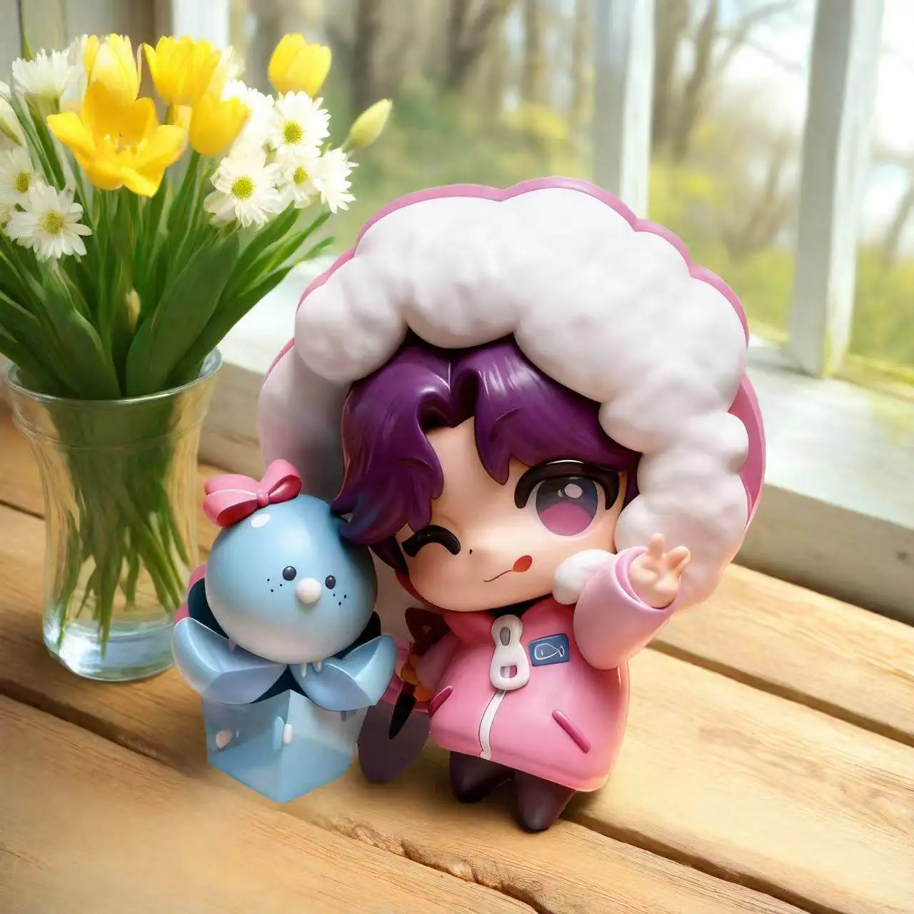 Love Deepspace Q Version Action Figure Caleb Winter Pink Outfit Rafayel Rabbit Style Xavier Desktop Ornament Toy Surprise Gift