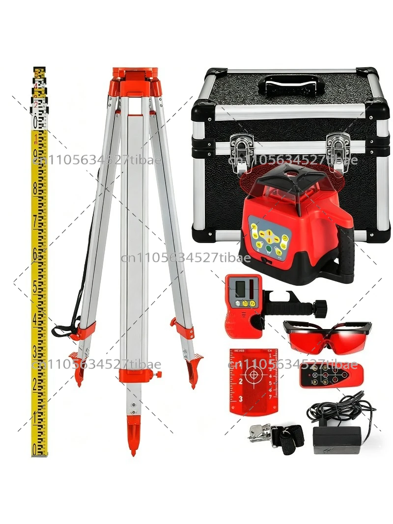 500m Range Laser Level Red Beam W/ case Self-leveling Rotating Rotary  LINE LASER LEVEL