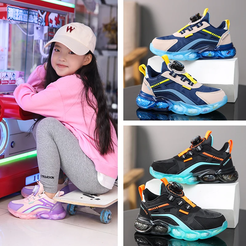 No-tie knob parent-child daddy shoes women's new autumn thick soled running children's sports casual shoes for girls and boys