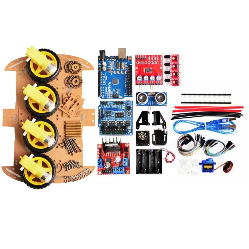 2026 New DIY 4WD Smart Robot Car Chassis Set For Arduino Projects With Motor Drive Obstacle Avoidance And Line Following Module