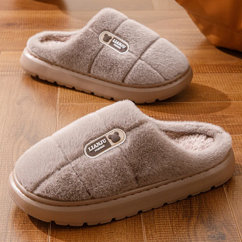 Große Größen 50 51 Winter-Hausschuhe für Herren mit Dicker Sohle, Warme Indoor-Paarschuhe, Rutschfeste Flache Plattform-Baumwollpantoffeln – Detail 13