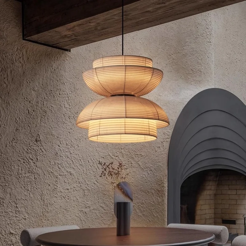 Creative Noguchi Lamp Japanese Pendant Lights Vintage Fabric Lantern Wabi Sabi Lights For Living Room