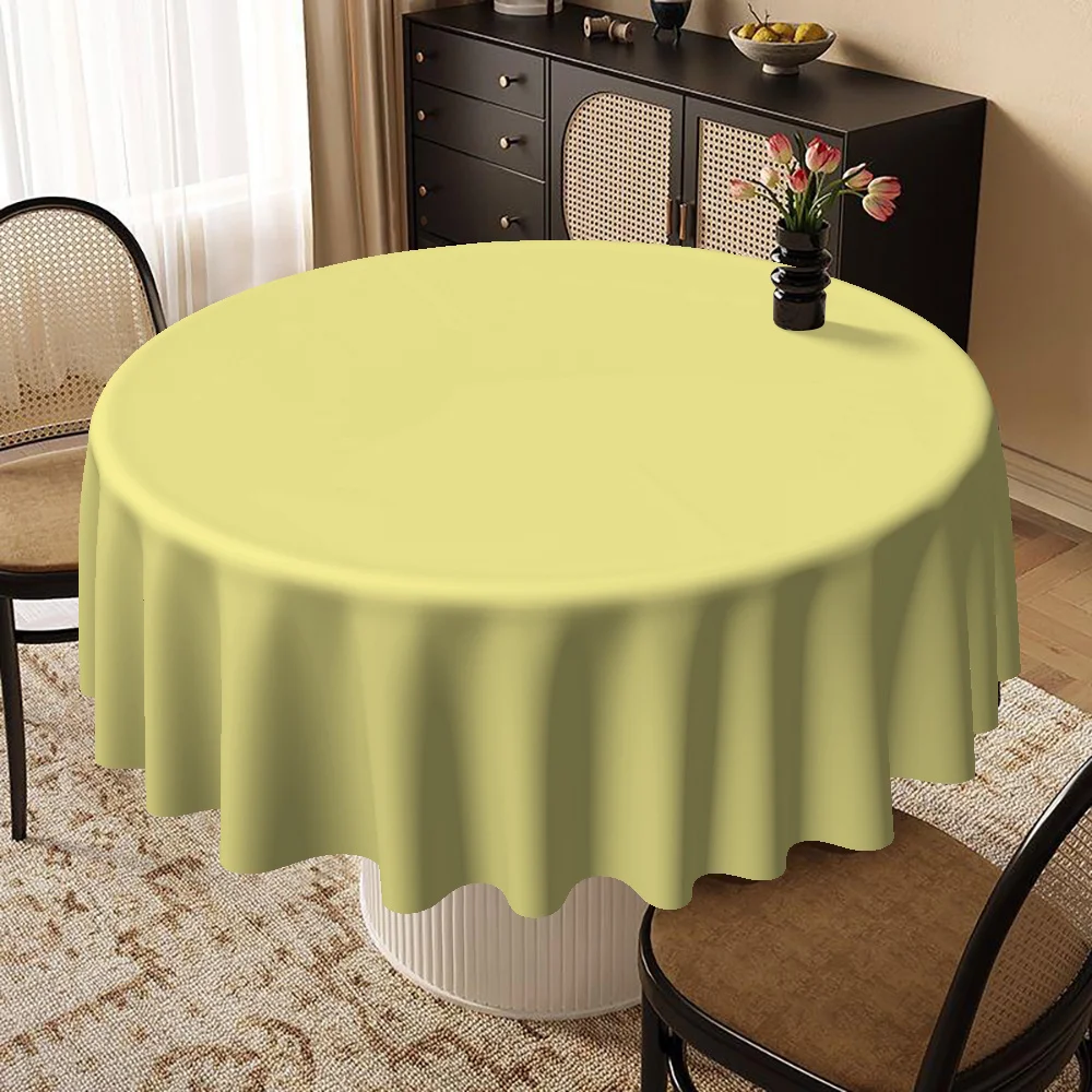 Round tablecloth, with a pure yellow design for Christmas, suitable for Christmas, New Year, Valentine's Day and parties.zyc