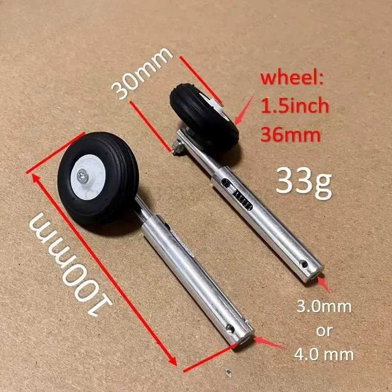 RC Airplane Retractable Landing Gears D3/4 36mm PU Wheels H100mm Aluminum Alloy Anti‑Vibration Model Aircraft Spare Repair Parts