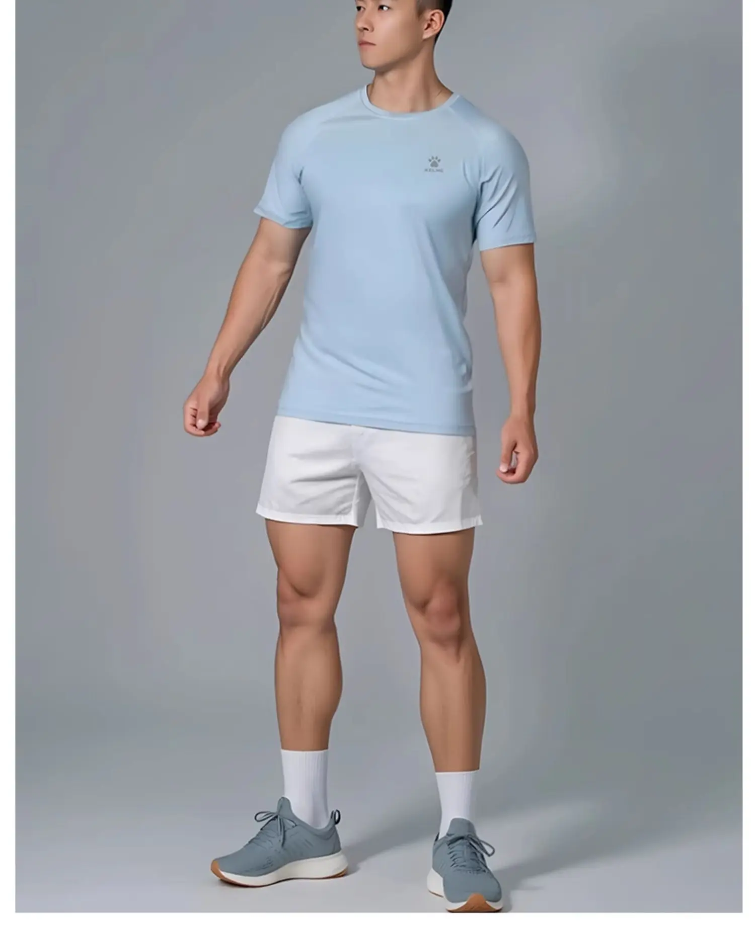 Kelme Herren-Sport-T-Shirt, Eisseide, Fußball, schnell trocknend, kurzärmelig, Fitness, Outdoor, Laufen, Training, atmungsaktiv – Detail 5