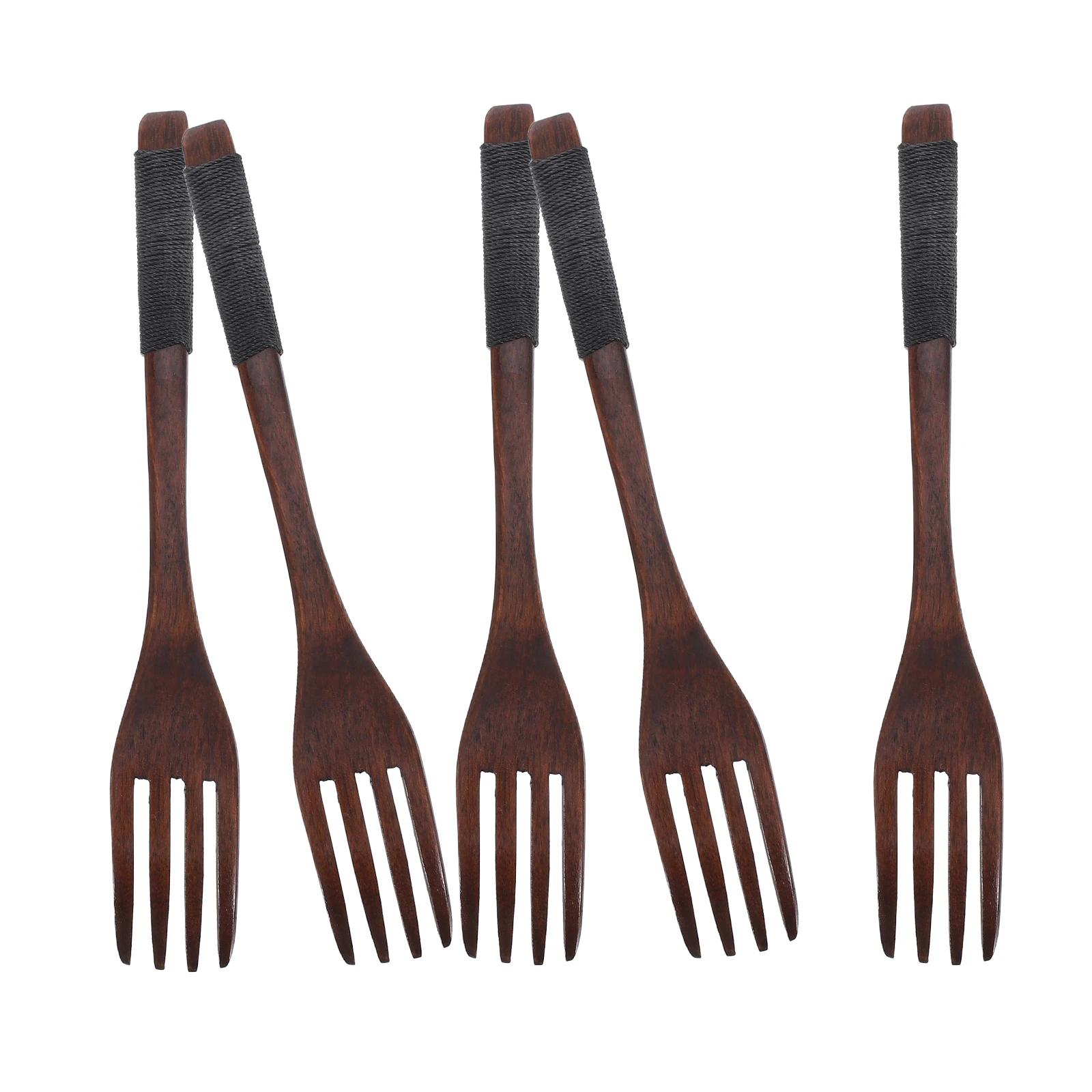 

5 pcs Children Wooden Spoon Japanese Style Kids Forks Dining Teaspoon Coffee Wood Material Party Use Fruit Sign