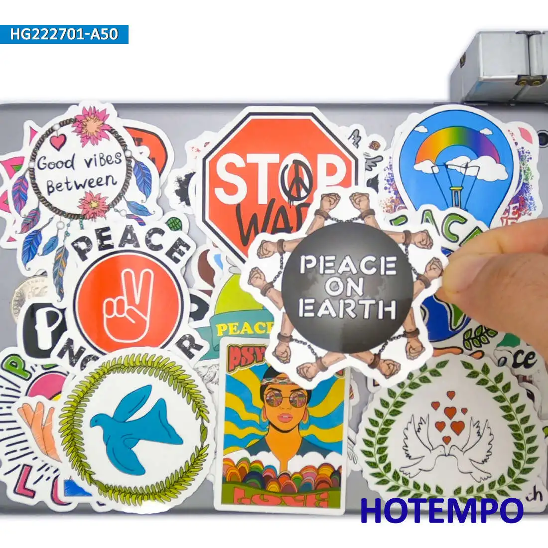 50PCS Funny Slogan Stickers Save World Love and Peace Mixed Decals for Laptop Skateboard Bike Car Motorcycle Phone Stickers Toys